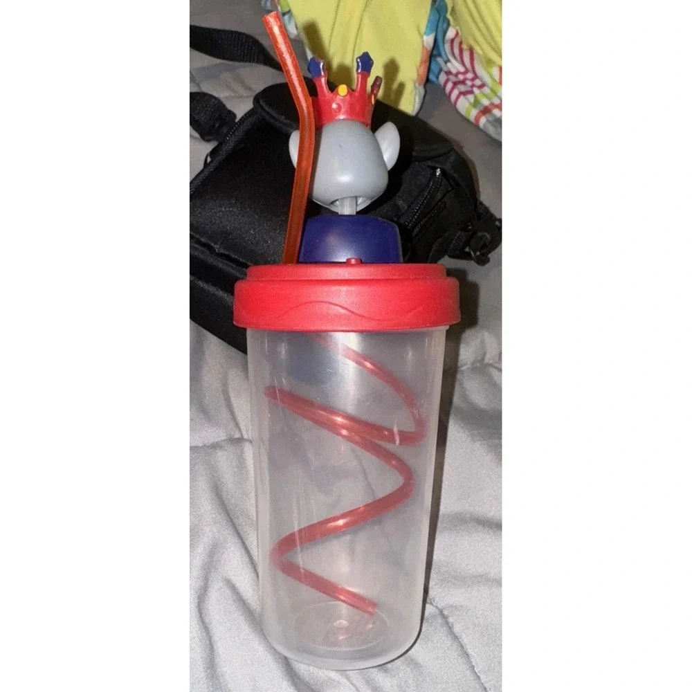2011 CHUCK‎ E CHEESE Pizza Bobble Head/Twirl Plastic Straw Sippy Cup Kids